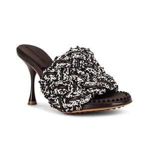 BOTTEGA VENETA
Dot 90mm Fabric Weave Slide Heel Sandals